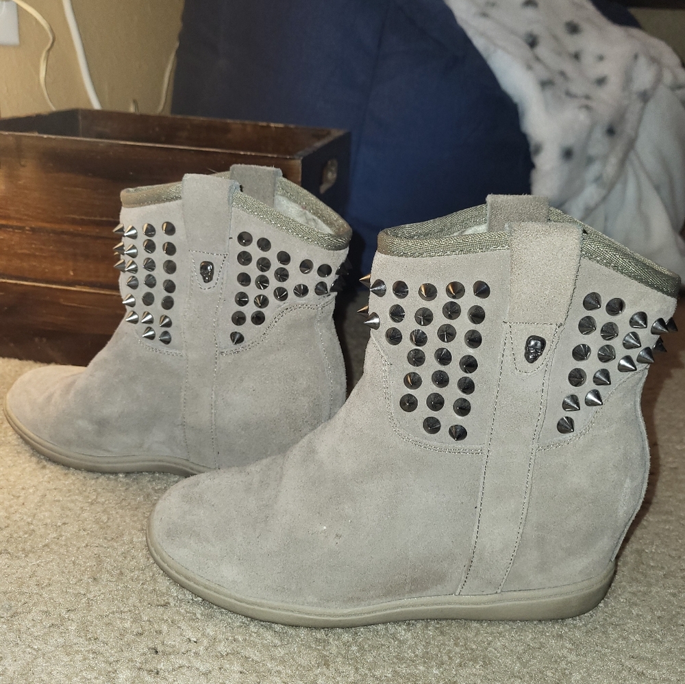 Y2k Grunge Spike Studed Wedge Booties